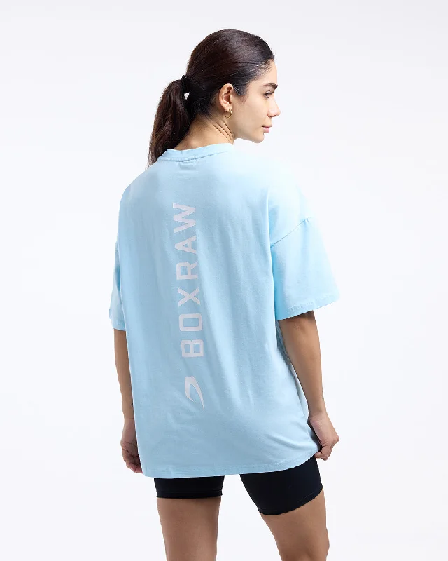 Lineal Oversized T-Shirt - Baby Blue Modern Women's 