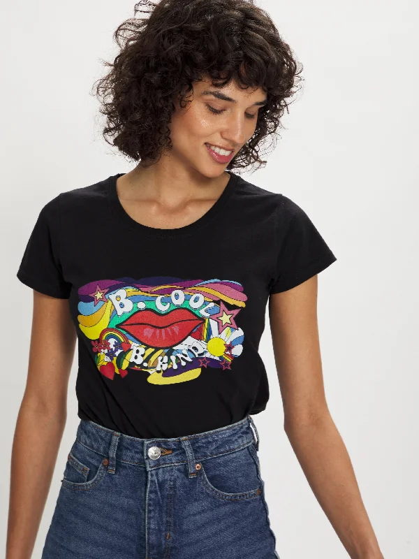 B Cool Cotton T-Shirt - Black Laid - back Women's Style