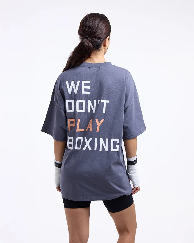 We Don't Play Boxing Oversized T-Shirt - Charcoal Relaxed Women's Beachy